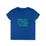 Ladies' V-Neck T-Shirt — "Beige Isn't a Colour, It's a State of Mind" Retro Typography Tee