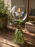 Olive Glow – unik lysestake i vintageglass