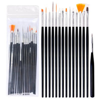 15Pc 15 Sizes Professional Nail Gel Brushes Acrylic Brush Nail Art tool Pens Wooden Handle Dotting Drawing Paint Brush Set