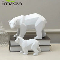 ERMAKOVA Bear Sculpture Geometric Resin Polar Bear Statue Fashion Desktop Ornament Modern Abstract Bear Figurines