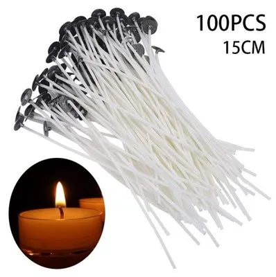 8-20cm 100 PCS Candle Wicks Smokeless Wax Pure Cotton Core for DIY Candle Making Pre-waxed Wicks Party Supplies