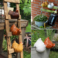 Funny Chicken Fence Decor Statues Garden Farm Yard Resin Craft Chicken Hen Sculpture Outdoor Housewarming Art Home Decoration