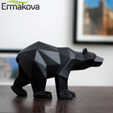 ERMAKOVA Bear Sculpture Geometric Resin Polar Bear Statue Fashion Desktop Ornament Modern Abstract Bear Figurines