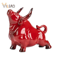 VILEAD Ceramic Bull Figurines Cattle Ornaments Porcelain Animal Statue Home Decoration Accessories Interior Office Desktop Decor