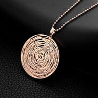 Long Necklaces For Women Gold Silver Plated Round Pendant Sweater Accessory Fashion Statement Jewelry Crystal Necklace Gift 2022