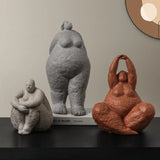 Vilead Resin Abstract Fat Lady Figurines Yoga Woman Sculpture Ornament Vintage Home Decoration Room Table Craft Mother Day Gift