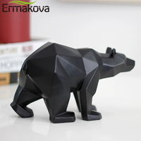 ERMAKOVA Bear Sculpture Geometric Resin Polar Bear Statue Fashion Desktop Ornament Modern Abstract Bear Figurines