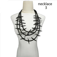 UKEBAY New Gothic Pendant Necklaces Women Punk Sweater Chains 3 Necklaces Strange Jewelry Handmade Rubber Jewelry Torques Rope