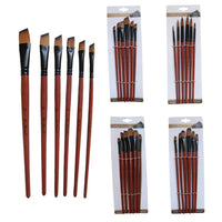 Art Model Paint Nylon Hair Acrylic Oil Watercolour Drawing Art Supplies Brown 6 Pcs Painting Craft Artist Paint Brushes Set