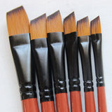 Art Model Paint Nylon Hair Acrylic Oil Watercolour Drawing Art Supplies Brown 6 Pcs Painting Craft Artist Paint Brushes Set
