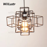 Willlustr metal abstract geometry PENDANT LIGHT industry loft Edison Bulb hanging lighting American country suspension lamp