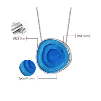 Lotus Fun Real 925 Sterling Silver Minimalism Style Fine Jewelry Geometric Near Round Design  Epoxy Pendant without Necklace