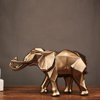 Fashion Abstract Gold Elephant Statue Resin Ornaments Home Decoration Accessories Gift Geometric Elephant Sculpture Crafts Room