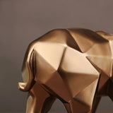 Fashion Abstract Gold Elephant Statue Resin Ornaments Home Decoration Accessories Gift Geometric Elephant Sculpture Crafts Room