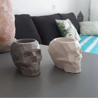 Silicone Mold for Concrete Succulent Planter Pot Cement Mould 3D Geometric Skull Mini Candle Vessels Form Home Decor Tool