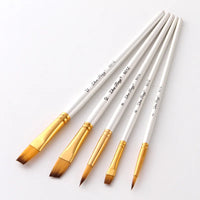 Art Painting Brush Set Nylon Hair White Handle Artist Brushes for Acrylic and Oil Painting Paintbrush 5Pcs/set