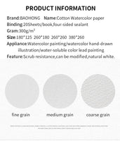 Baohong 300g Watercolor Paper Pad Water Color Aquarelle Sketchbook for Ink Colored Painting Drawing Paper Book School Supplies