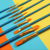 Multi-Function Gouache Different Shape Round Pointed Nylon Hair Watercolor Line Drawing Pen 10Pcs/Set Oil Painting Art Brush