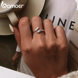 bamoer 925 Sterling Silver Hug Warmth and Love Hand Adjustable Ring for Women Party Jewelry, His Big Loving Hugs Ring 3 Colors
