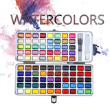 Professional 50/72/90 Color Solid Watercolor Set Basic Neon Glitter Watercolor Paint for Drawing Art Paint Supplies Art Supplies