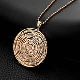 Long Necklaces For Women Gold Silver Plated Round Pendant Sweater Accessory Fashion Statement Jewelry Crystal Necklace Gift 2022