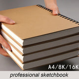 sketchbook Spiral Art Notebook Kraft Paper Blank 160GSM HardCover School Supplies Pencil Drawing Notepad Stationary