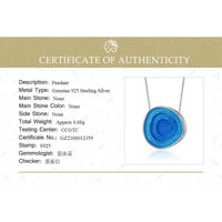 Lotus Fun Real 925 Sterling Silver Minimalism Style Fine Jewelry Geometric Near Round Design  Epoxy Pendant without Necklace