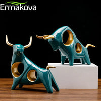 ERMAKOVA Cattle Statue Ox Home Decor Living Room Bull Sculpture Wine TV Cabinet Ornament Crafts Abstract Animal Figurine