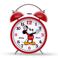 Disney Mickey Creative Metal Loud Children Cute Student Bedroom Bedside Mute Alarm Clock Night Light Alarm Clock Red Ban Black