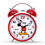 Disney Mickey Creative Metal Loud Children Cute Student Bedroom Bedside Mute Alarm Clock Night Light Alarm Clock Red Ban Black