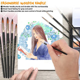 12pcs Paint Brushes Set Professional Paint Brush Round Pointed Tip Nylon Hair Acrylic Brush for Acrylic Watercolor Oil Painting