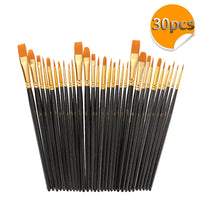 30pcs Paint Brushes Set Round Pointed Tip Paintbrushes Nylon Hair Artist Acrylic Paint Brushes for Acrylic Oil Watercolor Face