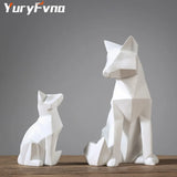 YuryFvna Simple White Modern Abstract Sculpture Fashion Geometric Fox Statue Desktop Ornaments Creative Gift