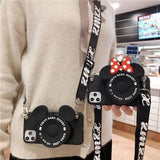 3D Camera Cartoon Coin Bags Soft Silicon Phone Case For iPhone 14 13 12 mini 11 Pro XS Max X 8 7 Plus SE XR Cover With Lanyard