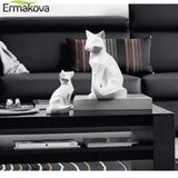 ERMAKOVA Geometric Fox Sculpture Animal Statues Simple White Abstract Ornaments Modern Home Decorations