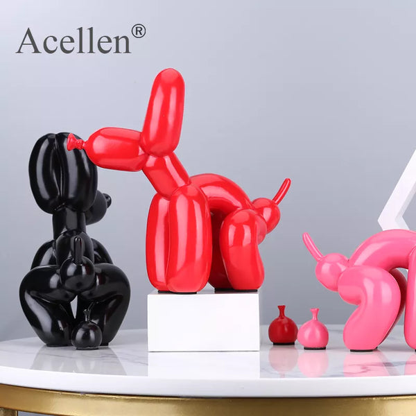 Animals Figurine Resin Cute Squat Poop Balloon Dog Shape Statue Art Sculpture Figurine Craftwork Tabletop Home Decor Accessories