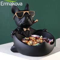 ERMAKOVA Cool Dog Figurine Dog Statue Storage Box Animal Ornament Resin Craft Art Sculpture Figurine Home Decoration Gift