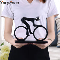 YuryFvna Bicycle Statue Champion Cyclist Sculpture Figurine Modern Abstract Art Athlete Home Decor New Room Decoration Ornaments