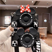 3D Camera Cartoon Coin Bags Soft Silicon Phone Case For iPhone 14 13 12 mini 11 Pro XS Max X 8 7 Plus SE XR Cover With Lanyard