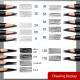 Professional 2H HB B 2B 3B 4B 6B 8B 12B 14B Sketch Drawing Graphite Charcoal Pencils Set Drawing Sketching for Artists Beginners