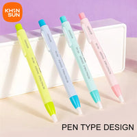 KHINSUN Press Retractable Pencil Eraser Correction Supplies Pen Style Pencil Rubber Writing School Supplies Stationery