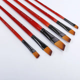 6x Acrylic Paint Brush Set Angled Nylon Hair Brushes for Multi Purpose Oil Watercolor Painting Artist Professional Kits T3EB