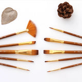 10 Pcs Nylon Hair Painting Brush Set Professional Painting Kits Round Pointed Tip Paintbrushes with Synthetic Nylon Tips