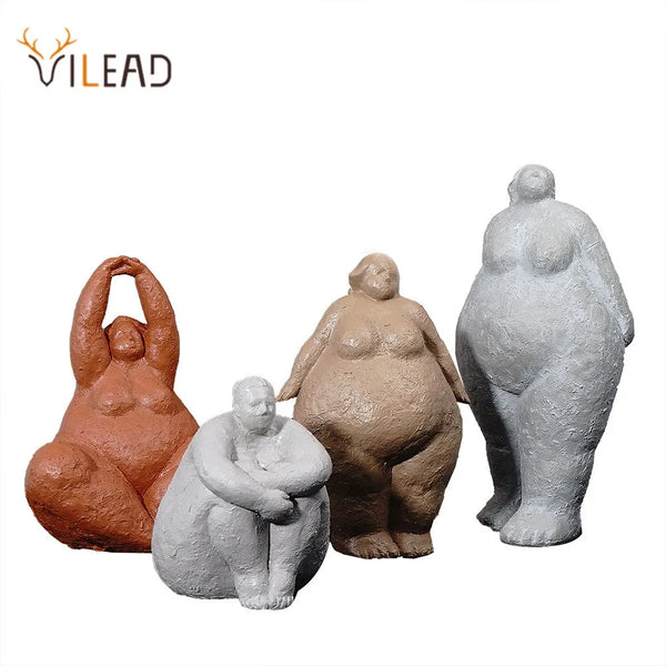 Vilead Resin Abstract Fat Lady Figurines Yoga Woman Sculpture Ornament Vintage Home Decoration Room Table Craft Mother Day Gift