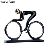 YuryFvna Bicycle Statue Champion Cyclist Sculpture Figurine Modern Abstract Art Athlete Home Decor New Room Decoration Ornaments