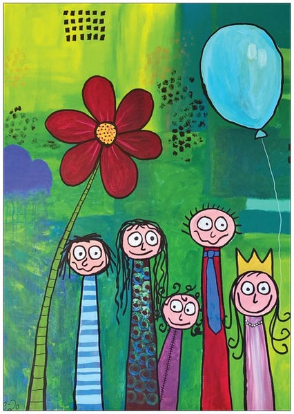 A5 Kunstkort Flower Power Family